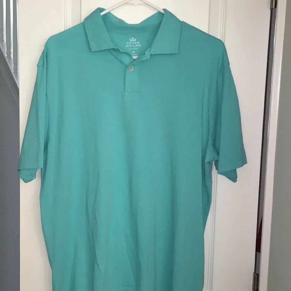 Turquoise Coral Peter Millar seaside wash shirt M